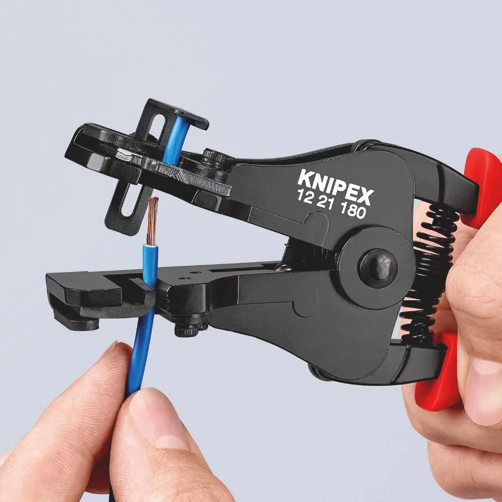KNIPEX Abisolierzange mit Formmessern mit Kunststoff-Griffhüllen schwarz lackiert 180 mm