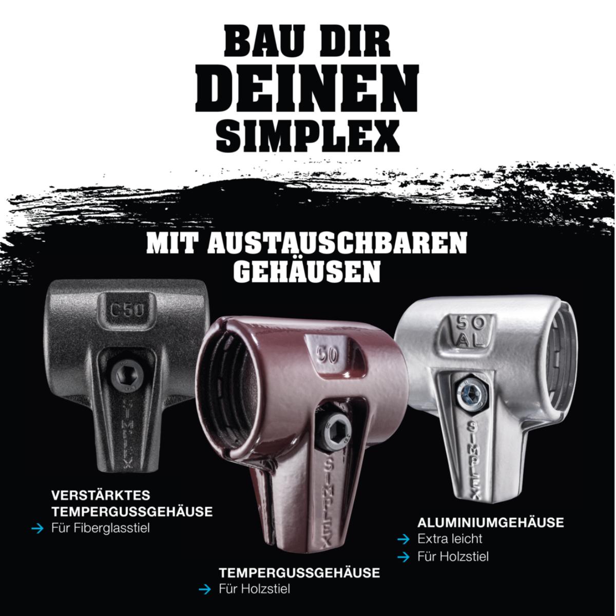HALDER SIMPLEX - Schonhammer mit verstärktem TE-Gehäuse und Fiberglasstiel, Kupfer / Weichmetall