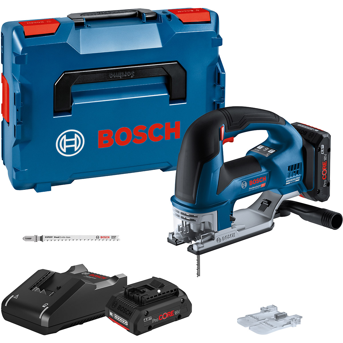 Bosch Akku-Stichsäge GST 18V-155 BC, 2 Akku Akku ProCORE18V 4.0Ah, Ladg. u. L-BOXX