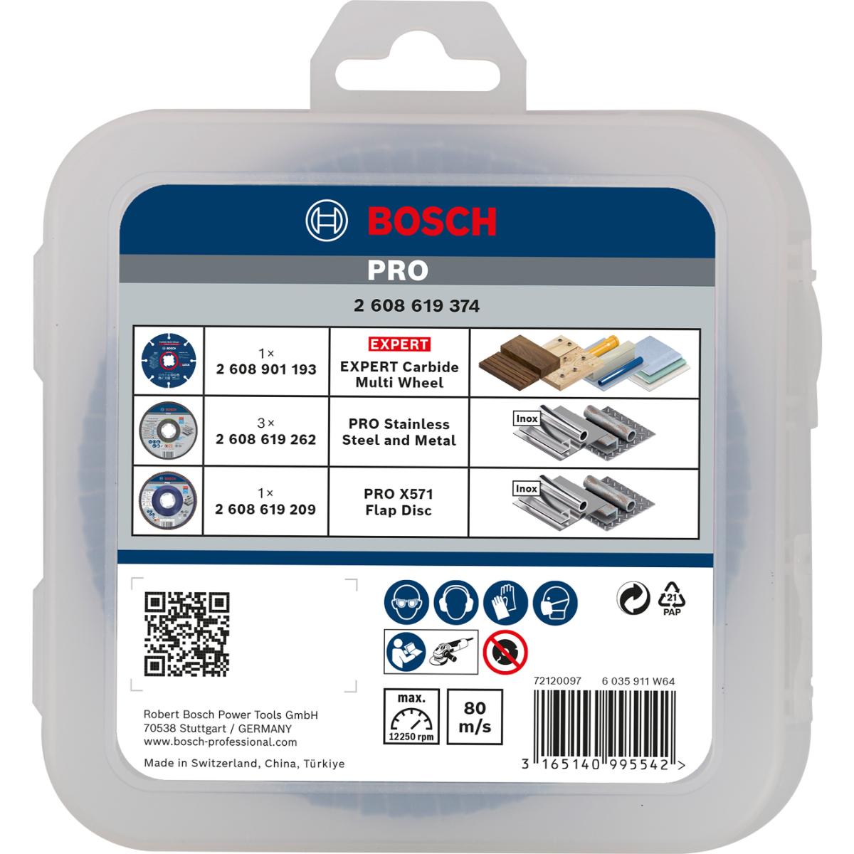 Bosch PRO X-LOCK Trenn- und Fächerschleifscheiben-Set, 5-teilig, 125 mm, CMW