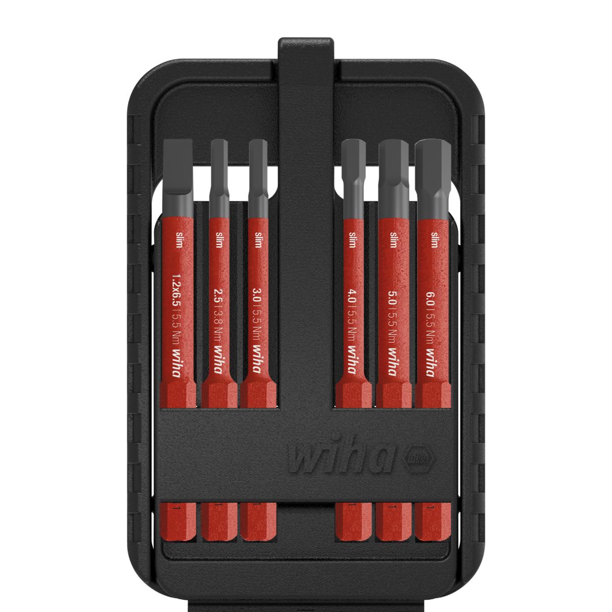 Wiha Bit Set slimBit electric Schlitz, Sechskant 6-teiliges Set