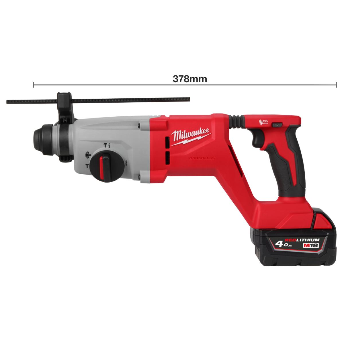Milwaukee M18 SDS-plus Akku-Bohrhammer 26 mm mit D-Handgriff M18BLHACD26-402X EU