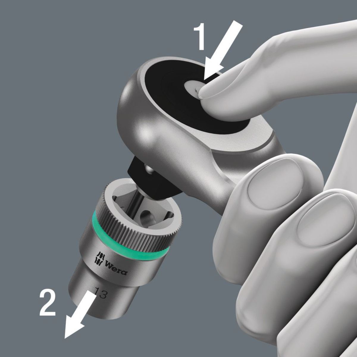 Wera 8100 SA 7 Zyklop Metal-Knarrensatz, Durchsteckvierkant, 1/4"-Antrieb, metrisch, 28-teilig