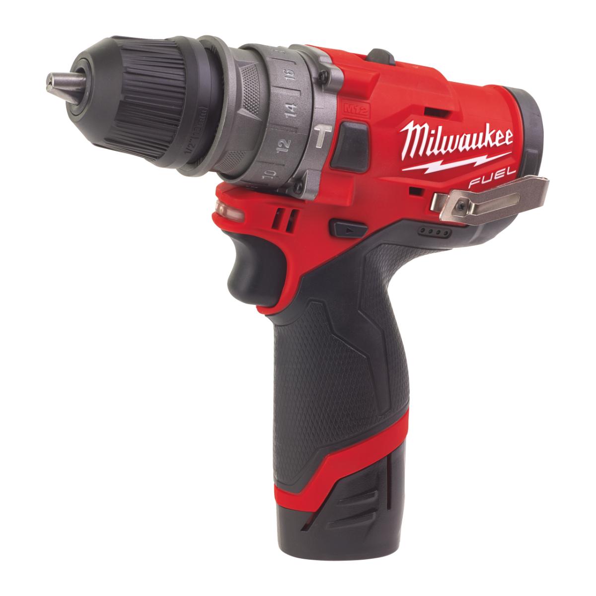 Milwaukee M12 FUEL Akku-Kompakt-Schlagbohrschrauber mit Schnellwechselbohrfutter M12 FPDXKIT-202X