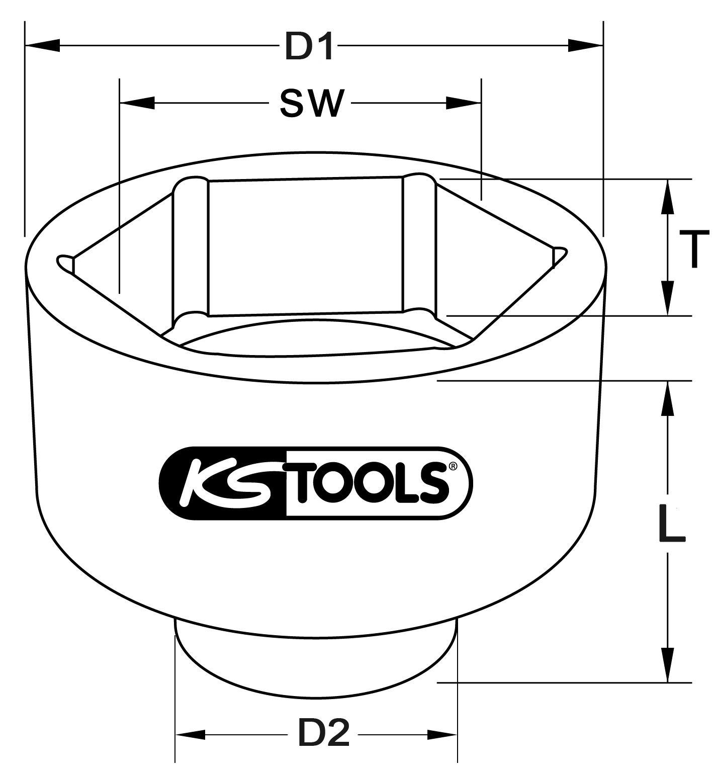 KS Tools 1" Sechskant-Stecknuss für NKW, kurz