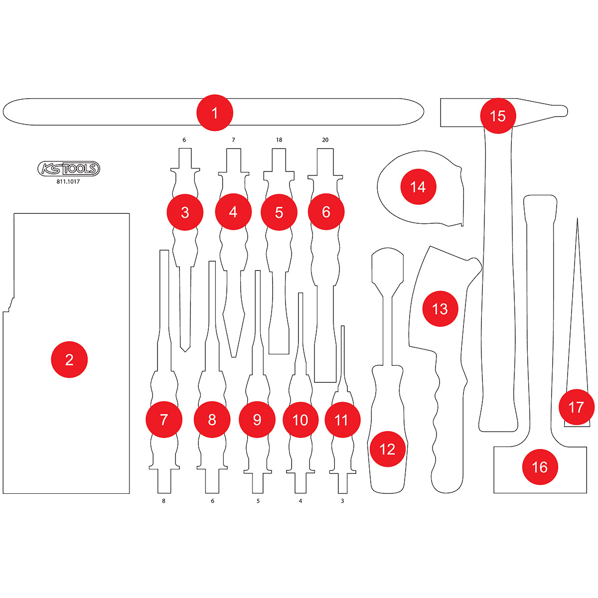 KS Tools Leere Schaumstoffeinlage zu 811.1017