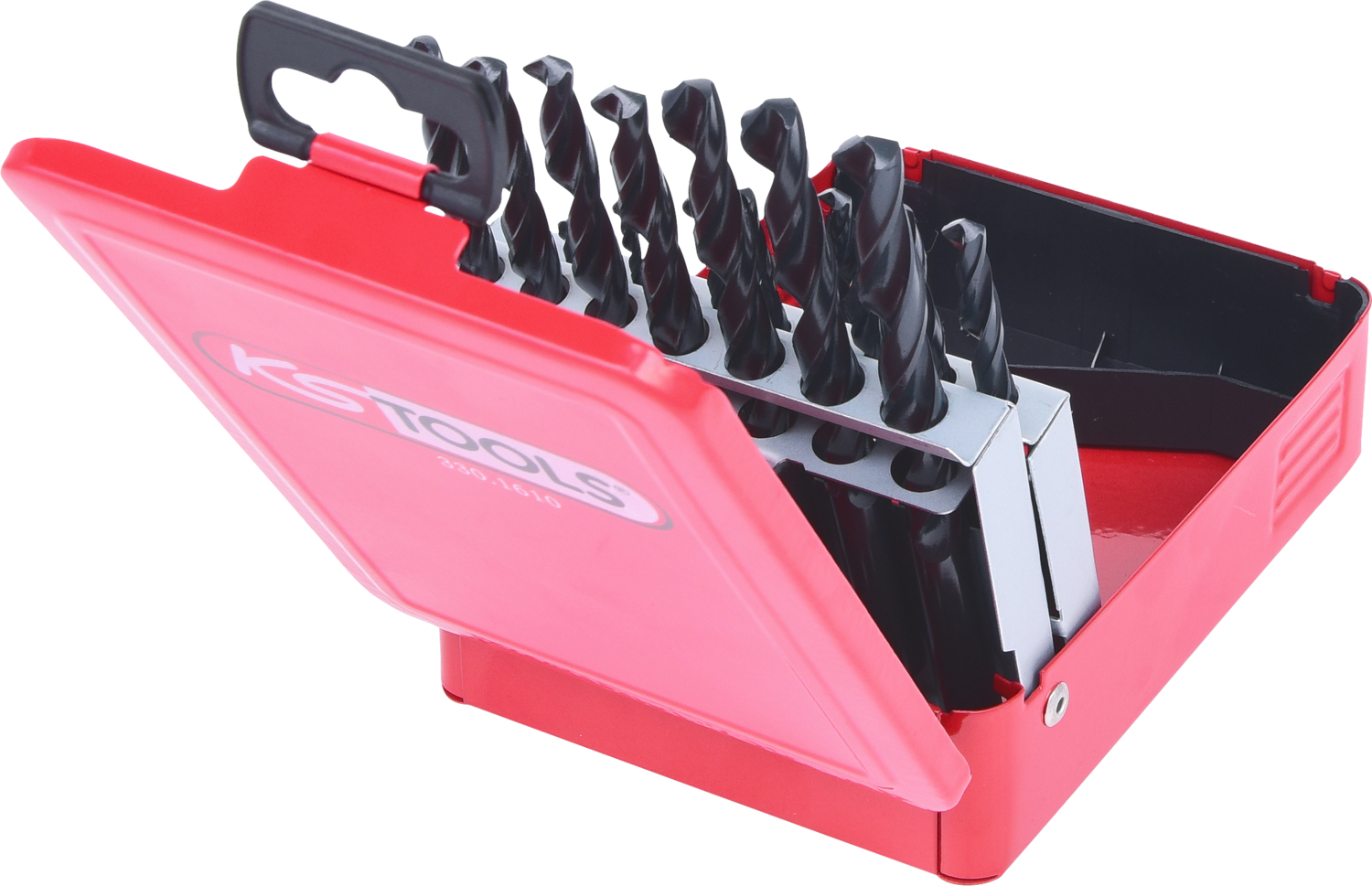KS Tools HSS-R Spiralbohrer-Satz, Stahlblechkassette, 19-tlg, 1-10mm