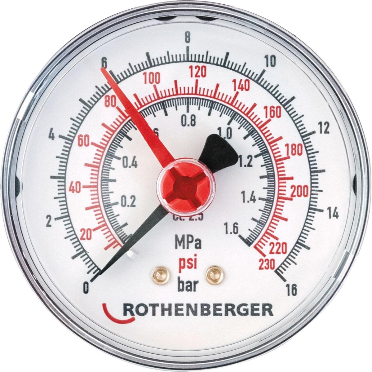 ROTHENBERGER Manometer 0 - 16 bar RP50 mit Dichtung