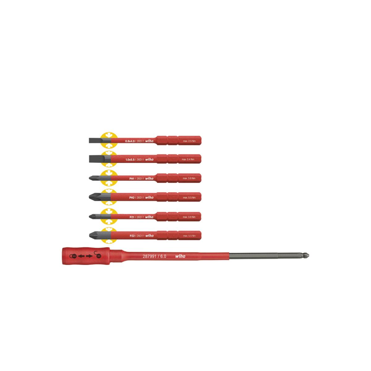 Wiha Bit Set slimBit electric gemischt mit slimBit Halter 7-teiliges Set