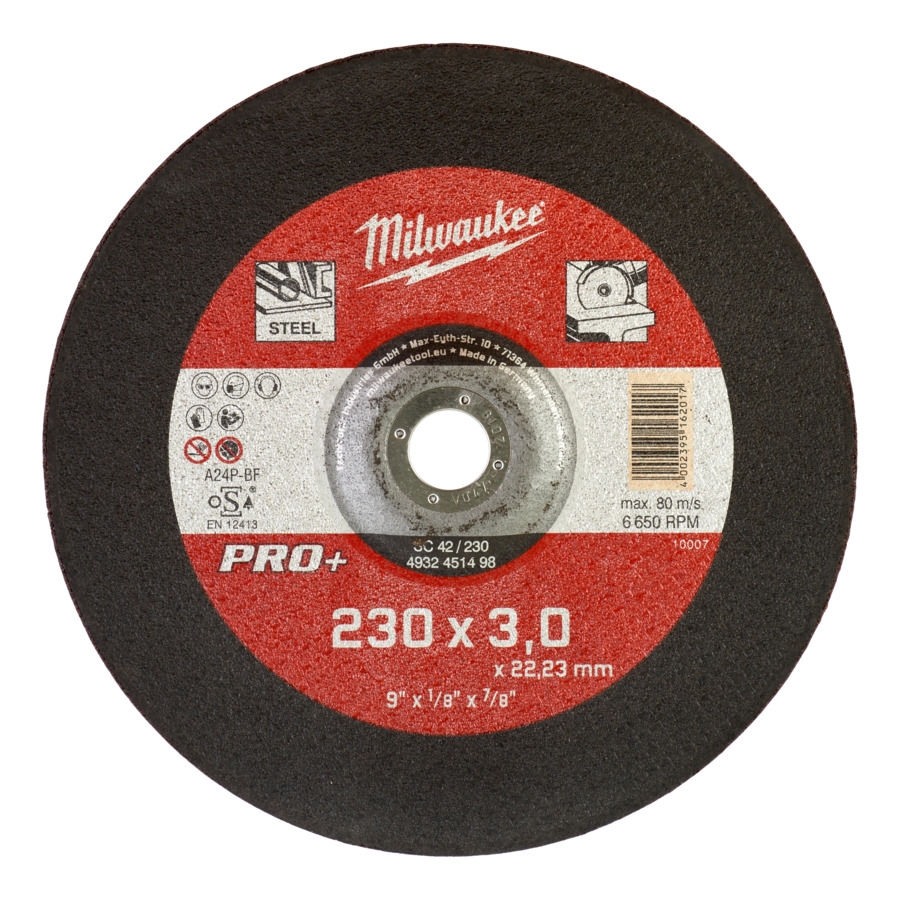 Milwaukee - Metalltrennscheibe 230x3 mm gekr. PRO+ - 4932451498
