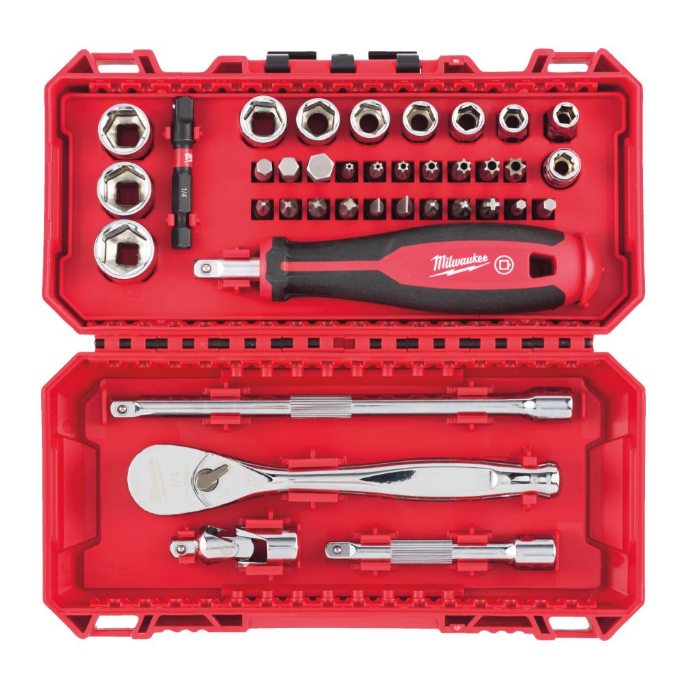 Milwaukee Ratschen-, Standard Steckschlüsseleinsätze- und Handgriff 1/4 metrisch - 38-teiliges Set