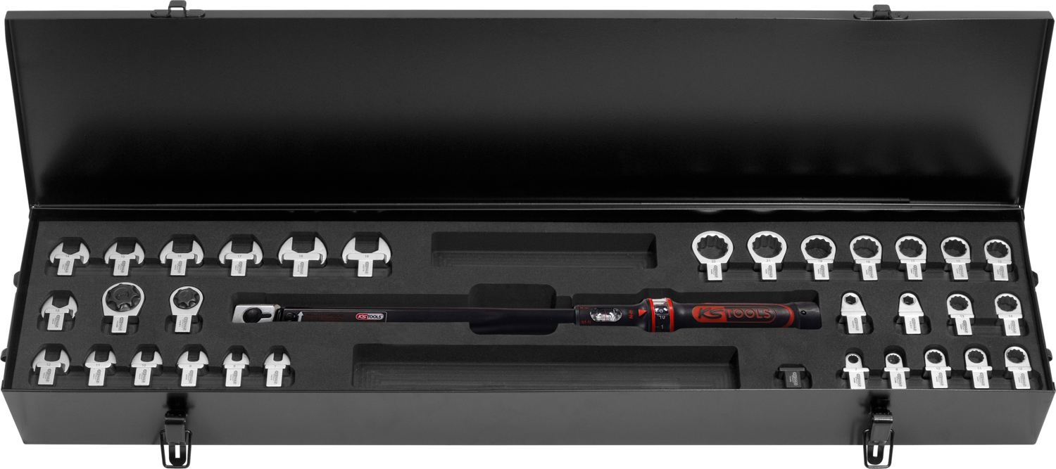 KS Tools 9x12mm ERGOTORQUE®precision Einsteck-Drehmomentschlüssel-Satz, 40-200Nm, 33-tlg