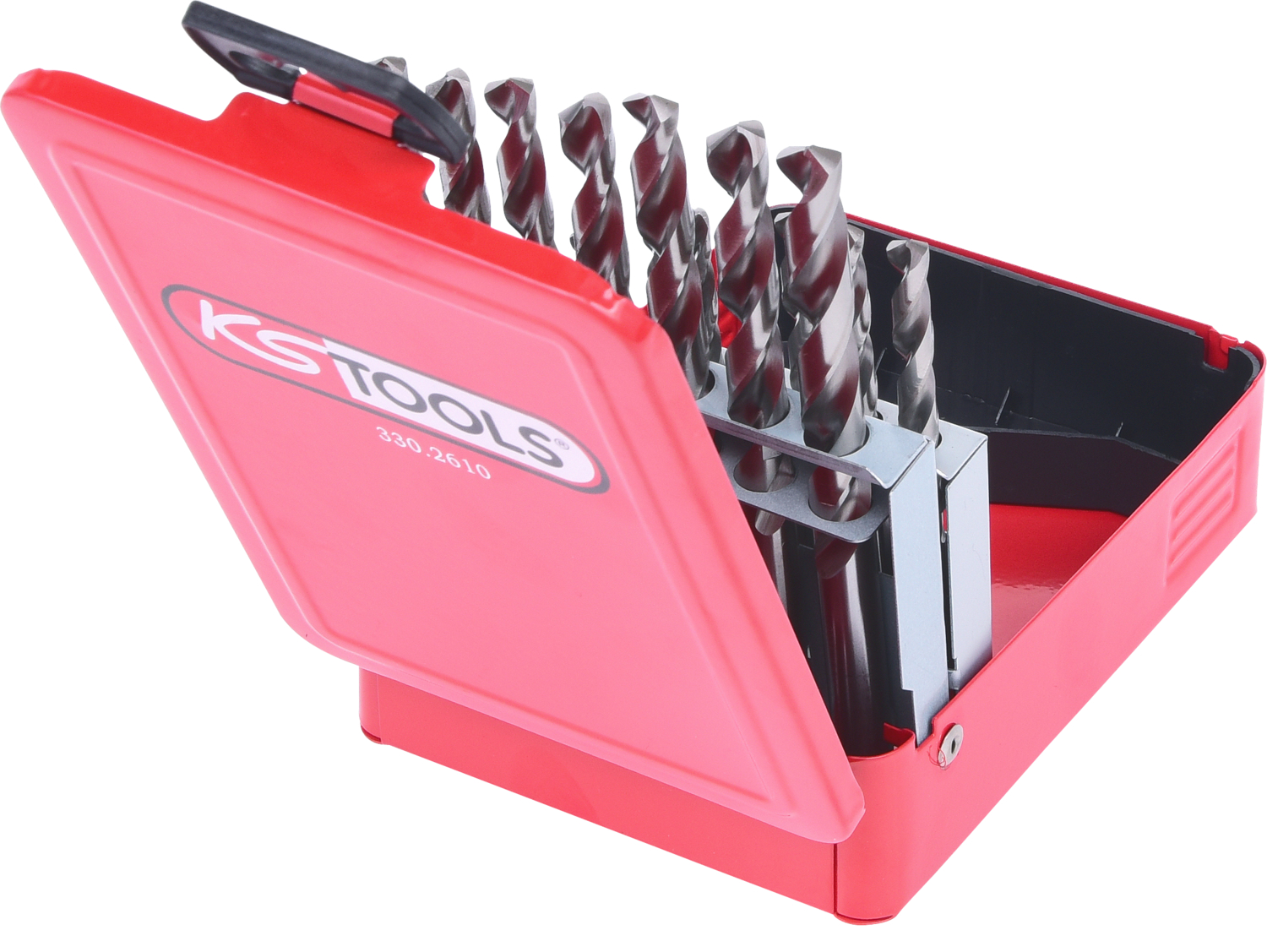 KS Tools HSS-G Spiralbohrer-Satz, Stahlblechkassette, 19-tlg 1-10mm
