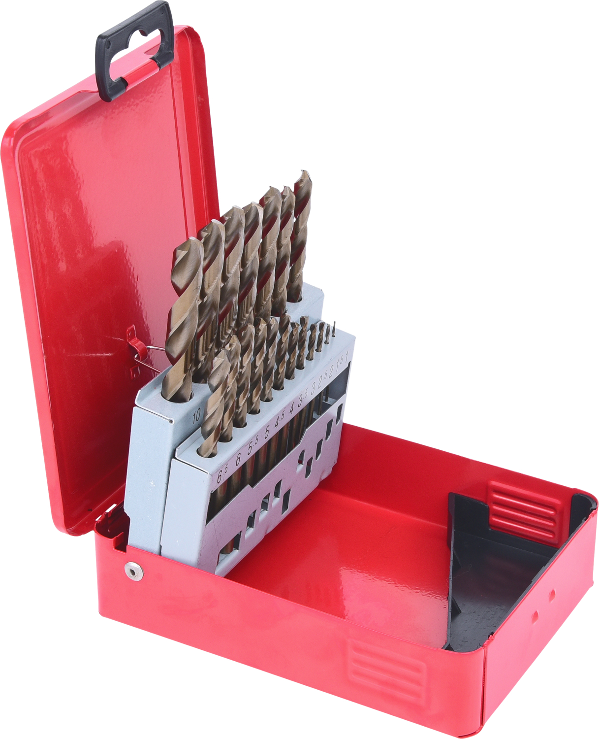 KS Tools HSS-G Co 5 Spiralbohrer-Satz, Stahlblechkassette 19-tlg 1-10mm