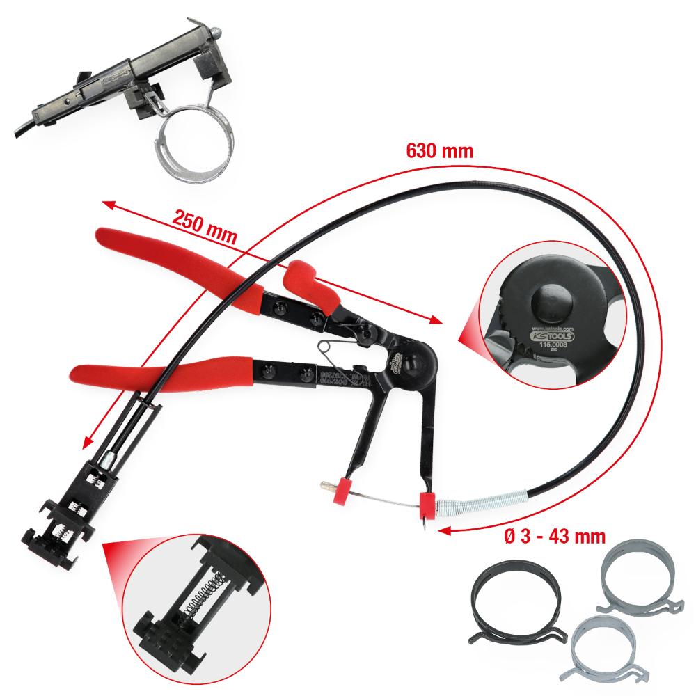 KS Tools Universal-Schlauchschellenzange mit Bowdenzug, 630mm