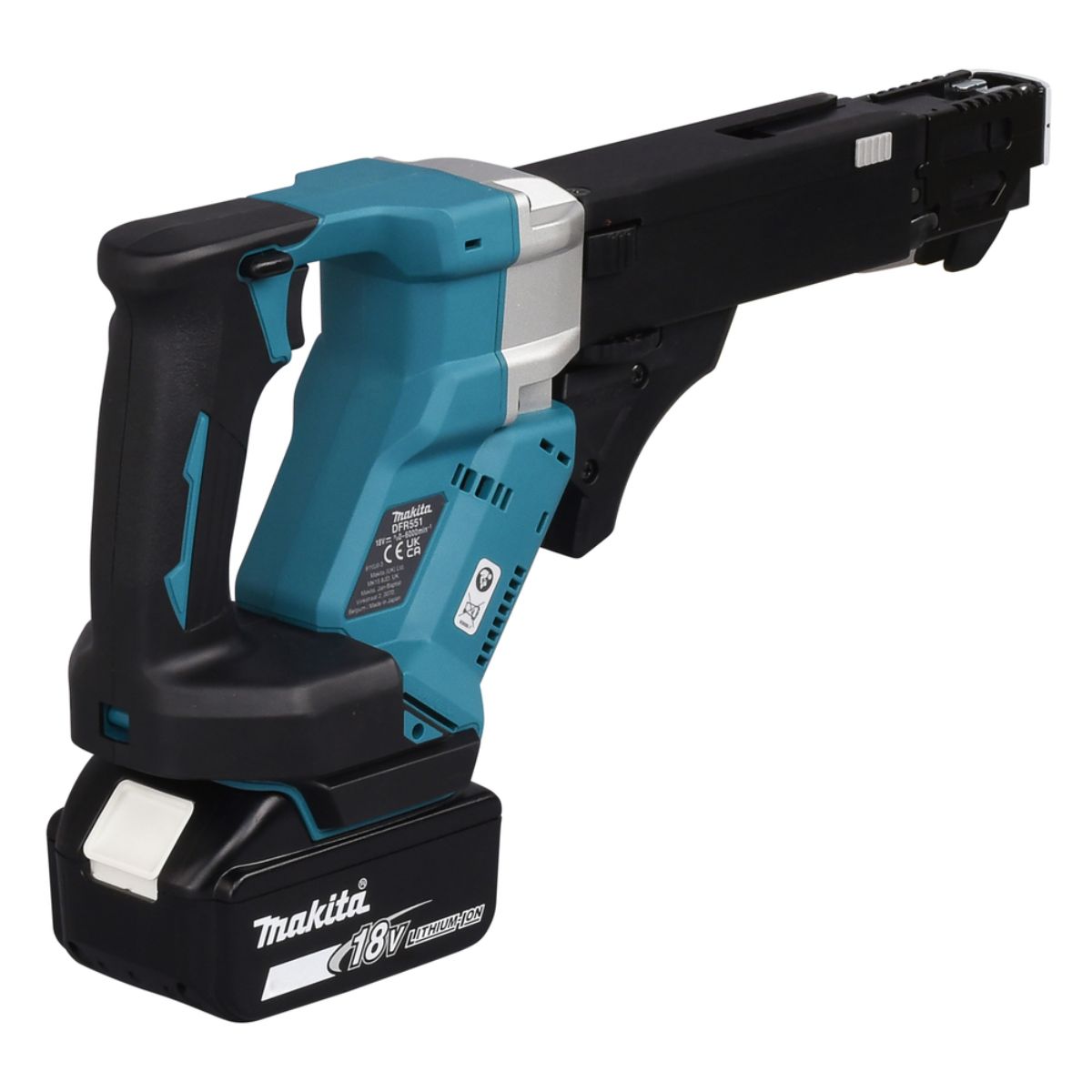 Makita Akku-Magazinschrauber 18V / 5,0 Ah, 2 Akkus + Ladegerät im MAKPAC DFR551RTJ