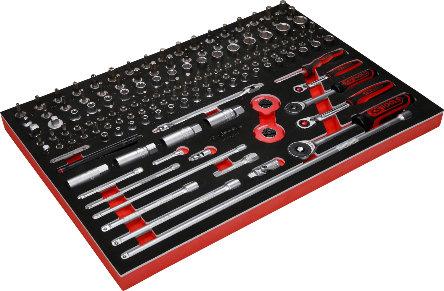 KS Tools 1-4'' + 3-8'' Steckschlüssel-Satz in Schaumstoffeinlage, 148-tlg