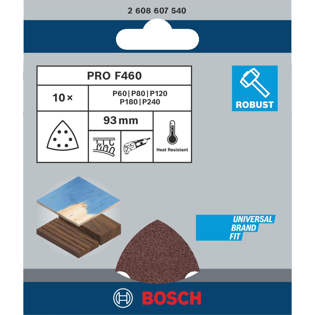 Bosch PRO Schleifblatt C430, 93 mm, 60, 80, 100, 120, 180, 6 Löcher, Klett, 10er-Pack