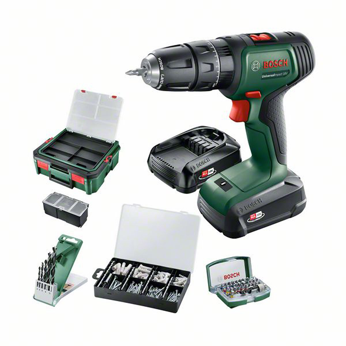 Bosch Akku-Zweigang-Schlagbohrschrauber UniversalImpact 18V + SystemBox 1