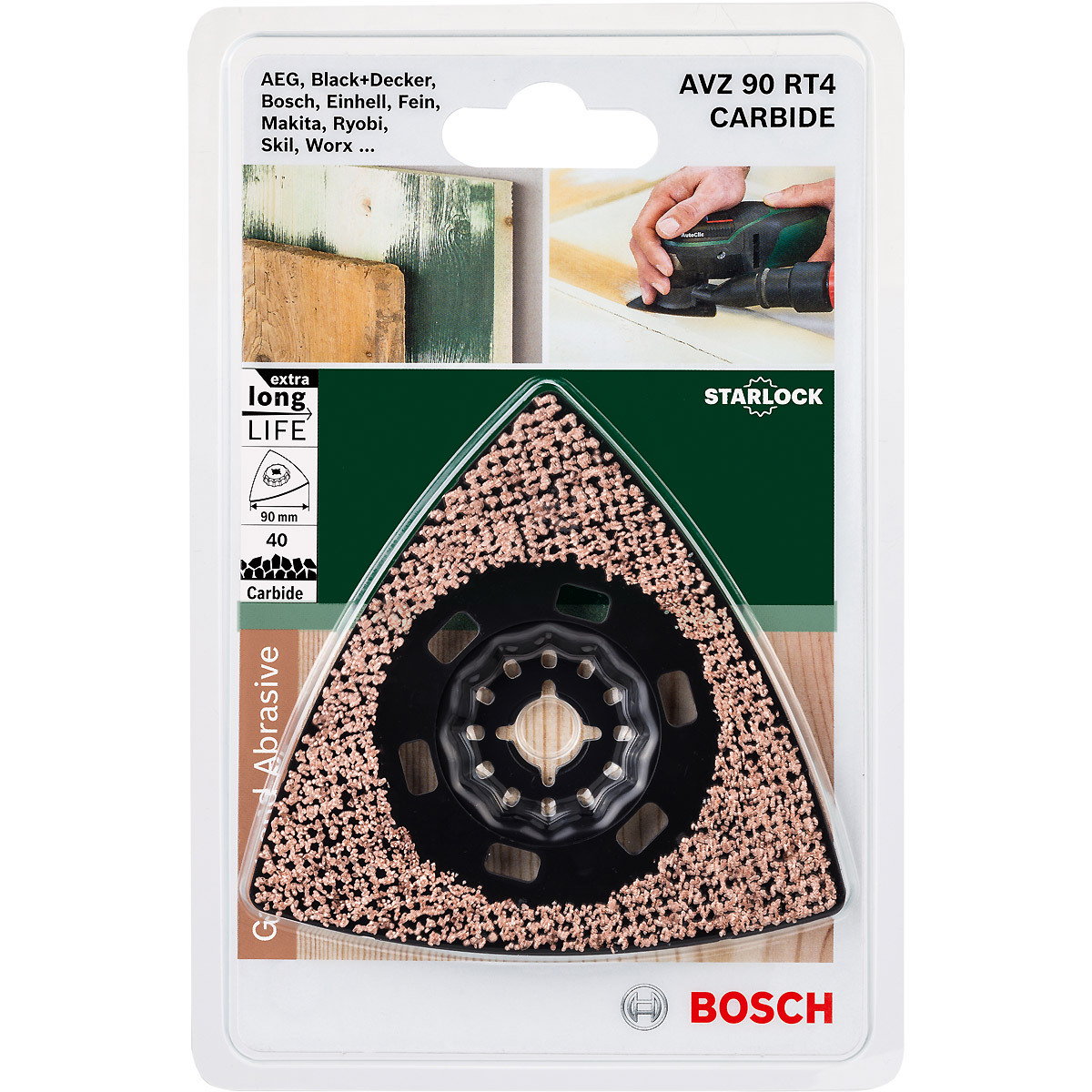 Bosch Carbide-RIFF Schleifteller AVZ 90 RT4, 90 mm, Körnung 40
