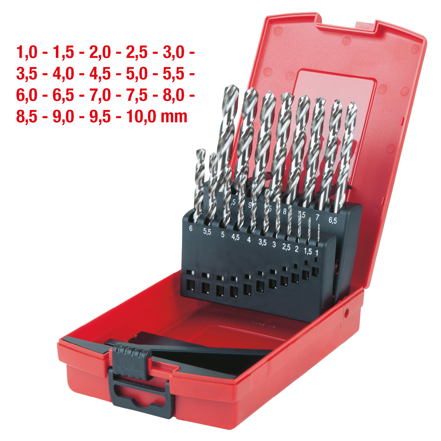 KS Tools HSS-G Spiralbohrer-Satz, Kunststoffkassette, 19-tlg 1-10mm