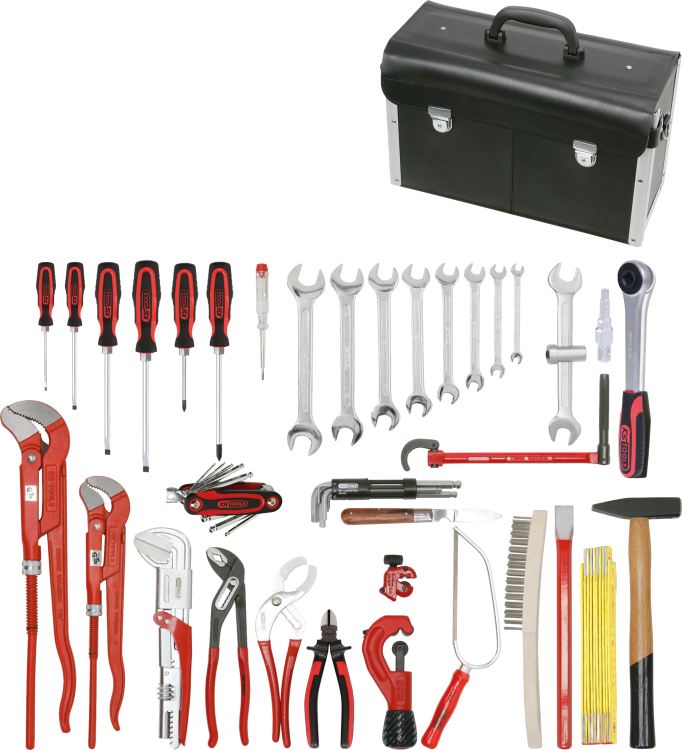 KS Tools Sanitär-Basic Werkzeug-Satz, in Lederkoffer, 34-tlg