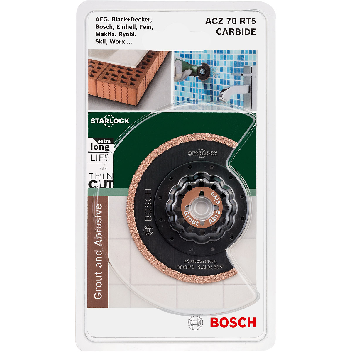 Bosch Starlock Carbide-RIFF Schmalschnitt-Segmentsägeblatt ACZ 70 RT5, 70 mm