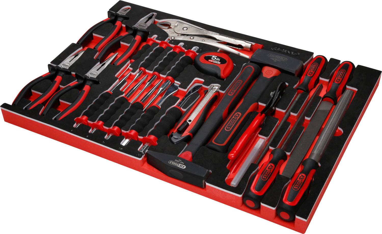 KS Tools Zangen- Hammer- und Meißel-Satz in Schaumstoffeinlage, 33-tlg