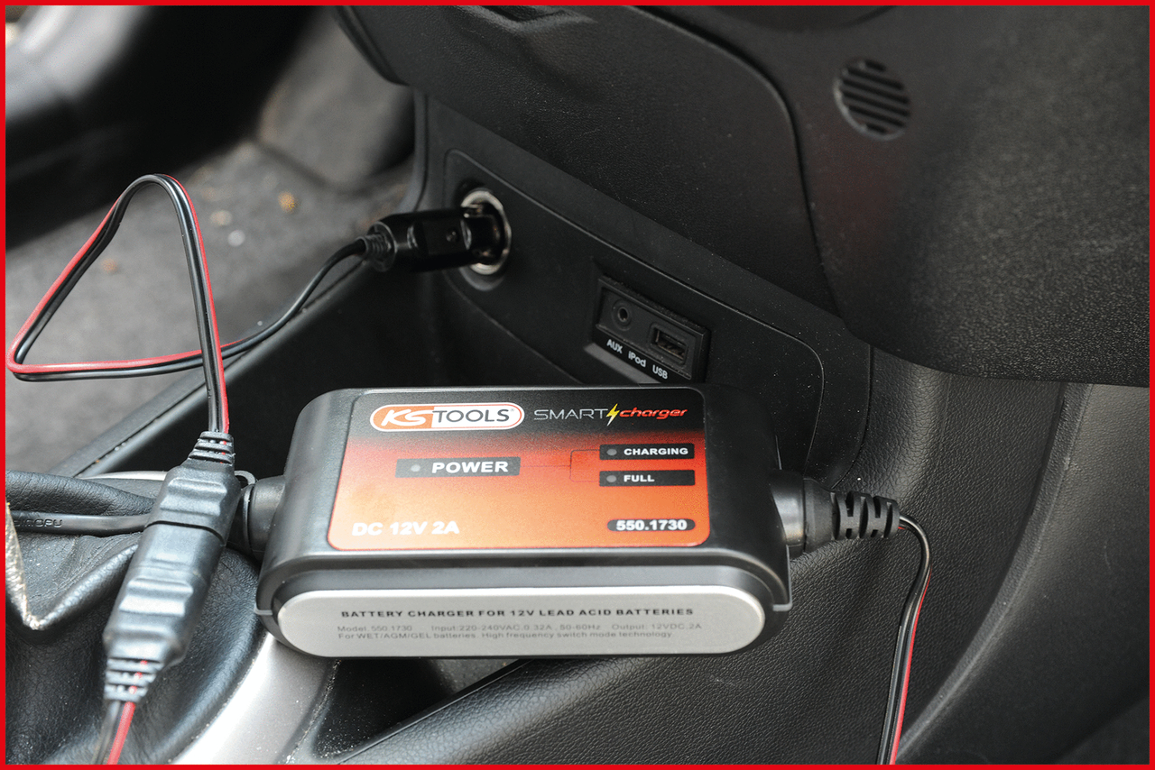 KS Tools SMARTcharger Schnellkontaktkabel mit Zigarettenanzünder-Stecker