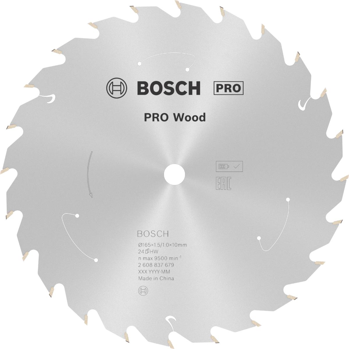 Bosch PRO Akku-Kreissägeblatt Standard for Wood, 165 x 1,5/1 x 10, 24 Zähne