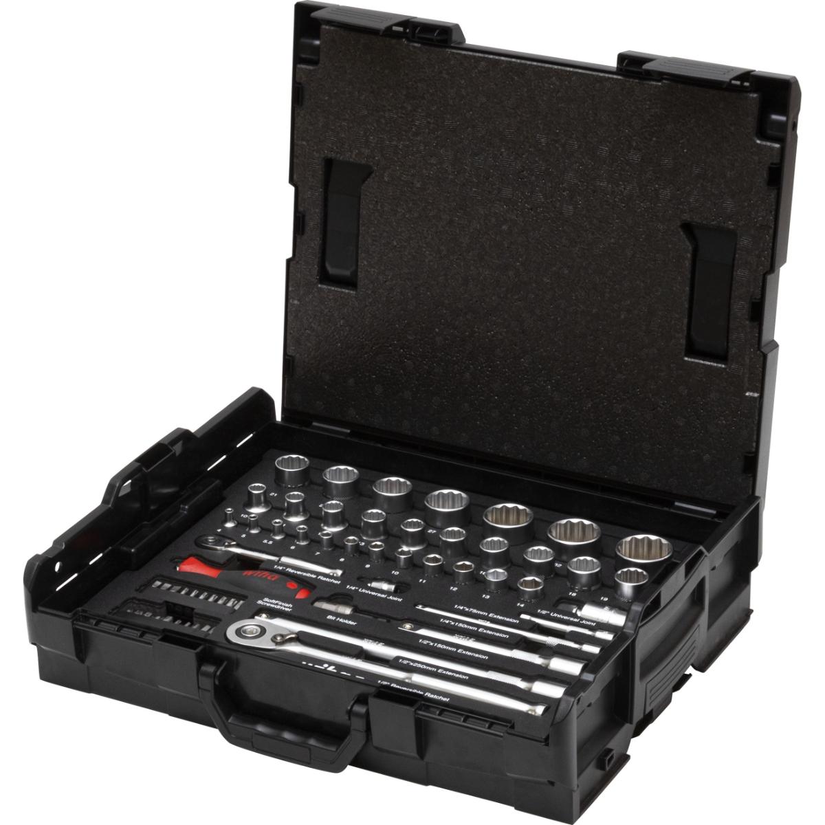 Wiha Steckschlüssel- und Bit Set 1/4 zoll und 1/2 zoll 60-teiliges Set mit L-Boxx