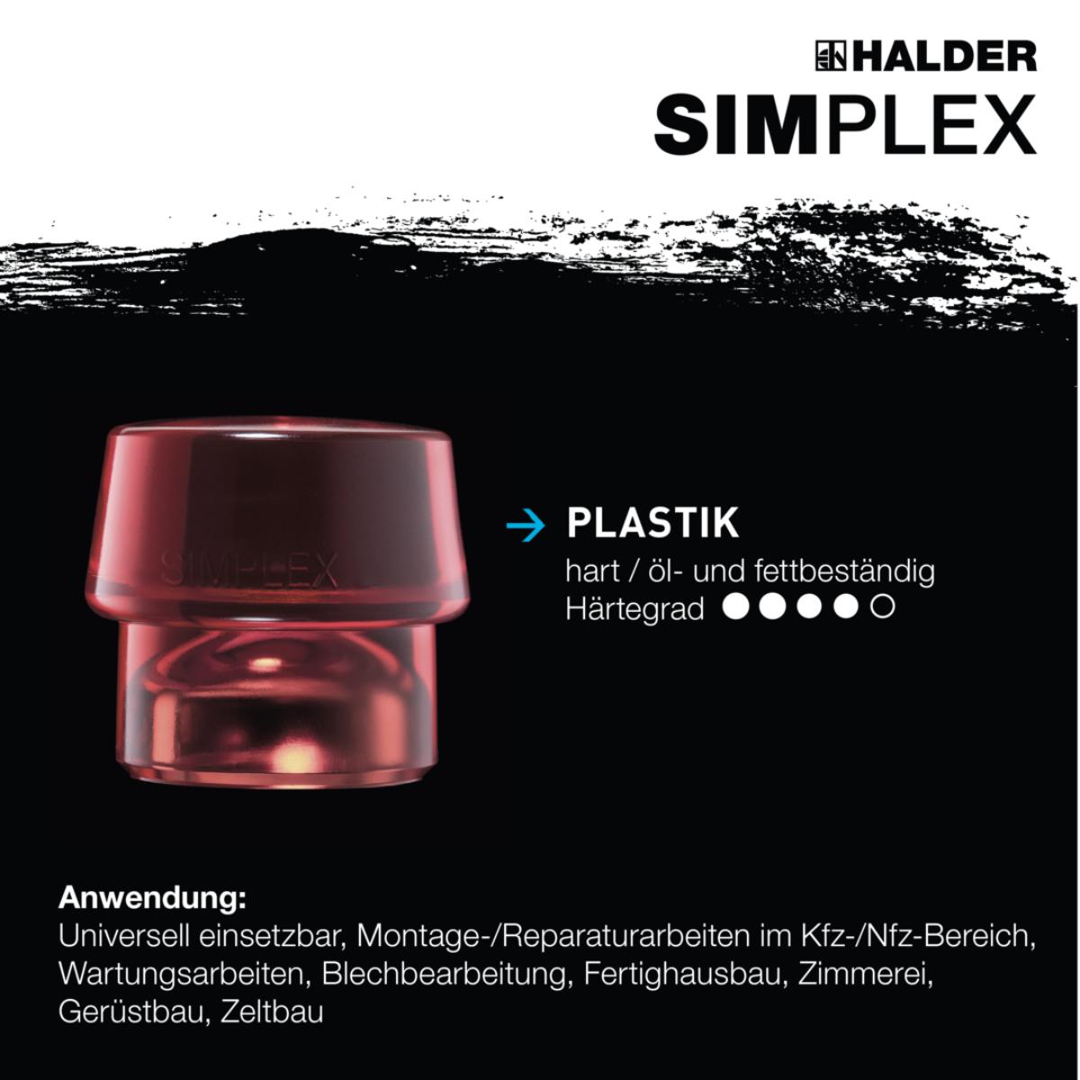 HALDER SIMPLEX - Schonhammer mit Aluminiumgehäuse und hochwertigem Holzstiel, TPE-soft / Plastik