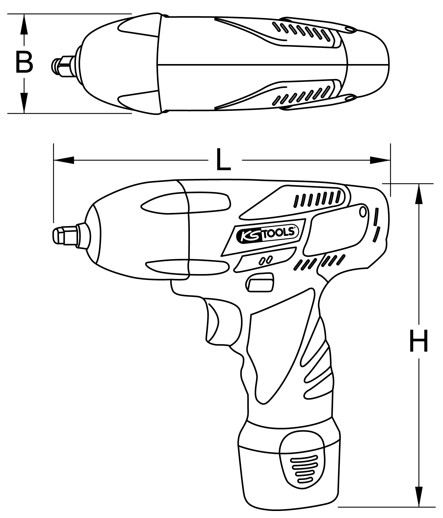 KS Tools 1/2" Akku-Schlag-Schrauber Drehmomentvorwahl,1.800 U-min,mit 1 Akku+1 Ladegerät