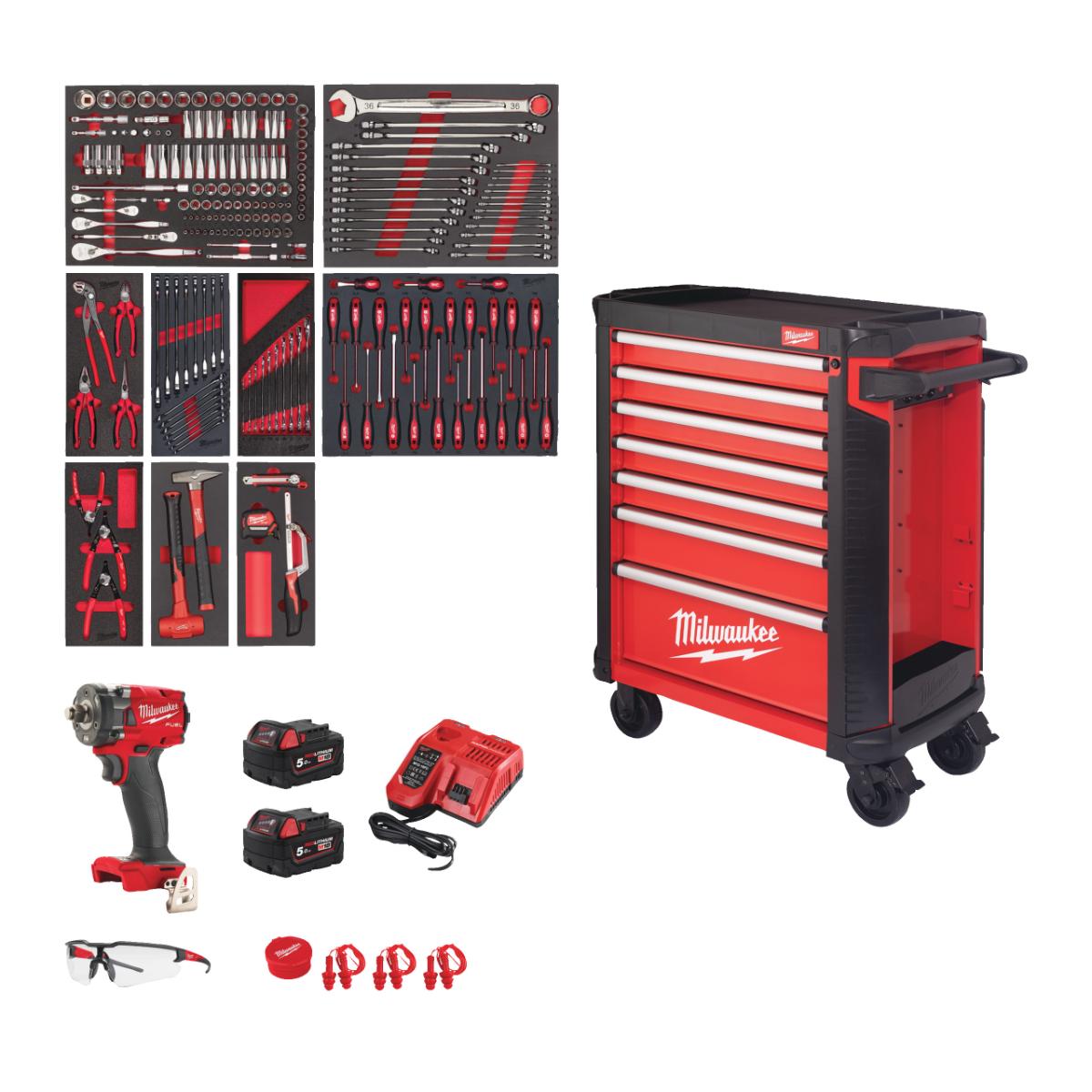 Milwaukee 30˝ / 78 cm TOOLGUARD Werkstattwagen mit Werkzeugbestückung, Premium Version, 246-teiliges