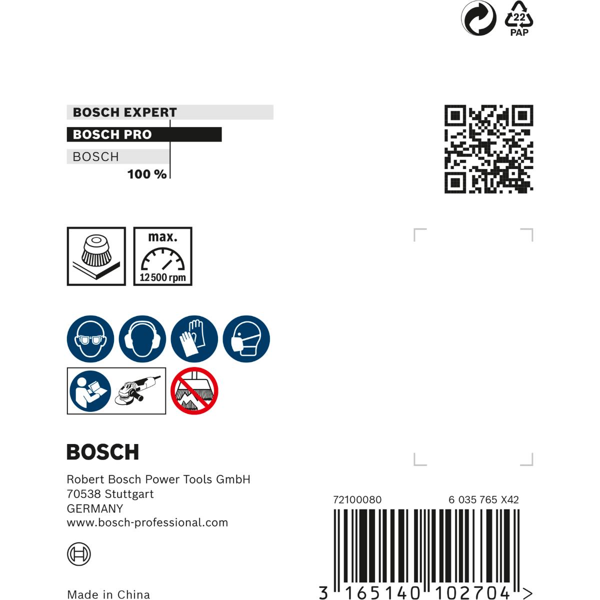 Bosch PRO Topfbürste, Messing, gewellter Draht, 75 mm, 0,3 mm, 12000 U/ min, M 10