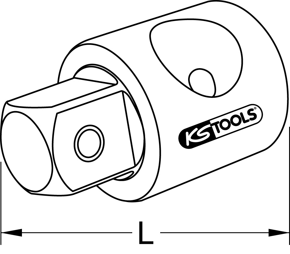 KS Tools 1/2" CHROMEplus Gleitstück-Vergrößerungsadapter, 3/8"F x1/2"M
