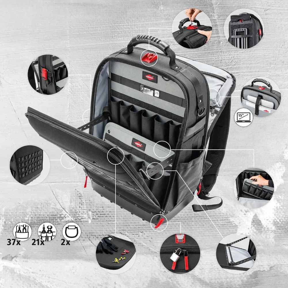 KNIPEX Werkzeugrucksack Modular X18 Elektro 22-teilig 530 mm