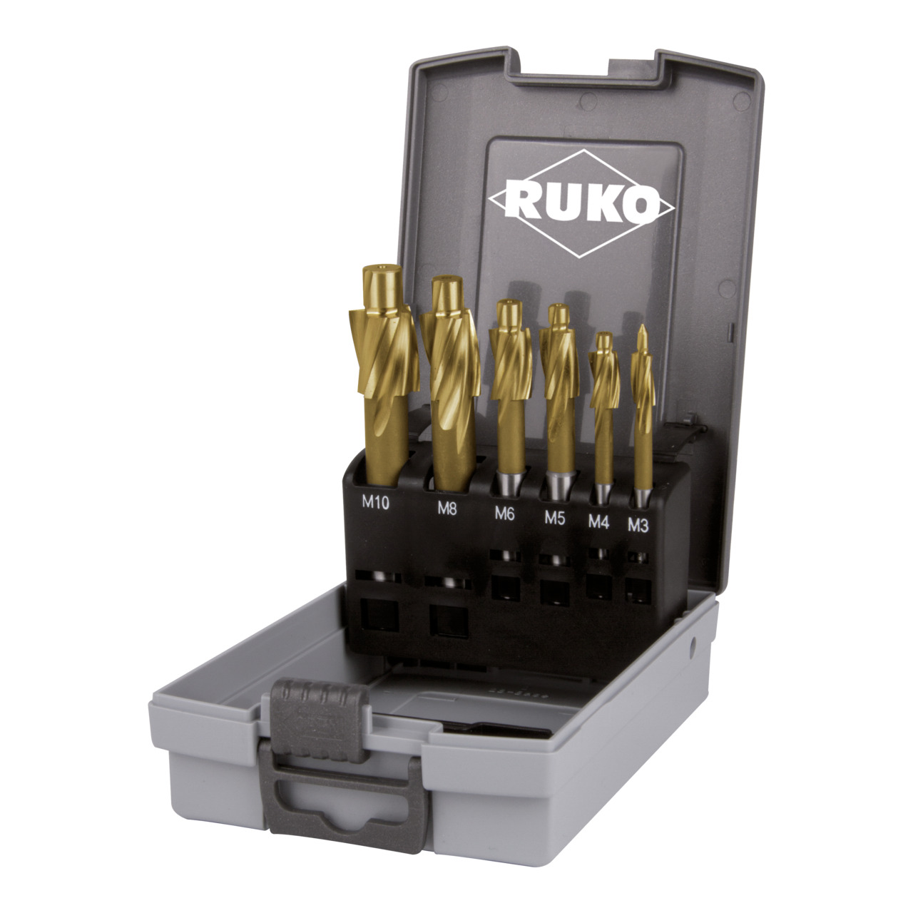 RUKO Flachsenker-Satz DIN 373 HSS TiN für Gewindekernloch - 6-tlg.