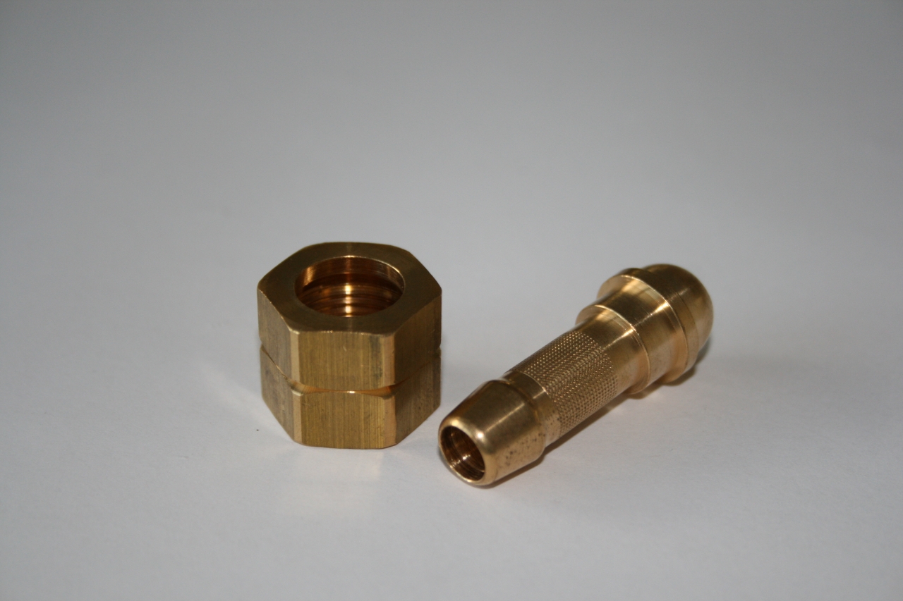 ELMAG Schlauchtülle mit Überwurfmutter IG 3/8-LINKS, 9 mm (für Brenngas: Propan/Azetylen)