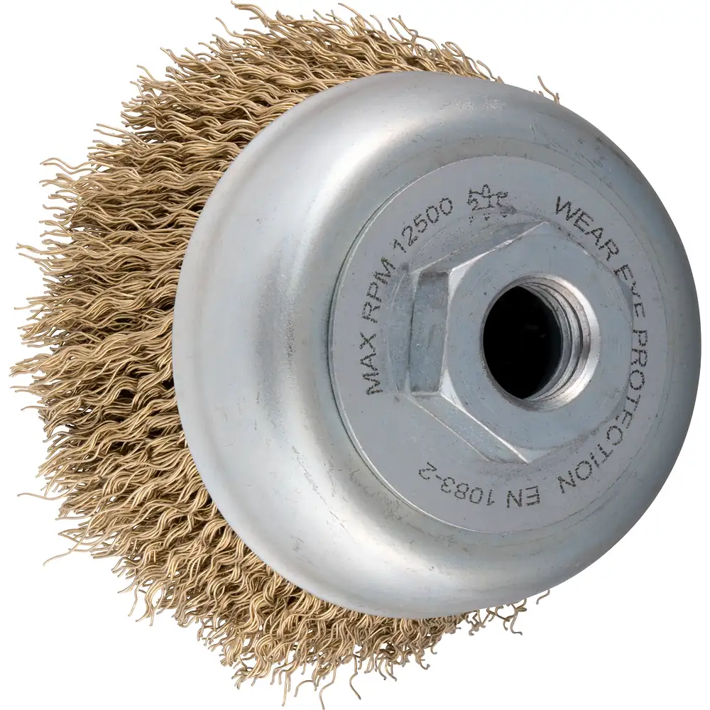 PFERD TOOLS Topfbürste ungezopft TBU Ø 60 mm M14 vermessingter Stahl-Litzen-Draht-Ø 0,25 mm Winkelschleifer