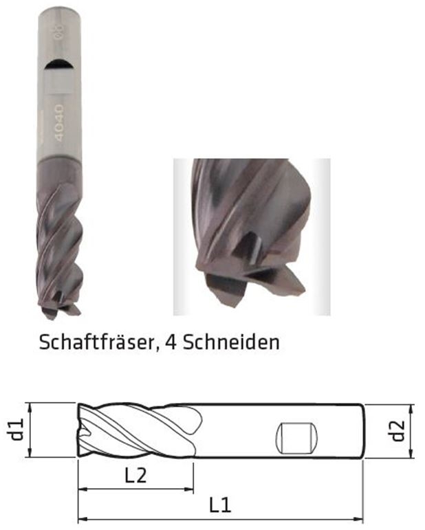 ELMAG Schaftfräser, 4-Schneiden