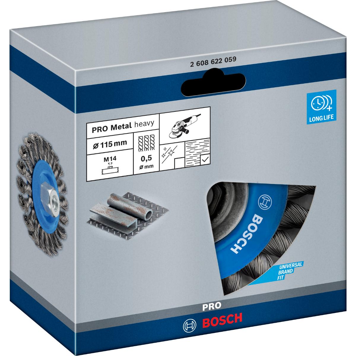 Bosch PRO Scheibenbürste, gezopft, 115 mm, 12500 U/min, M14