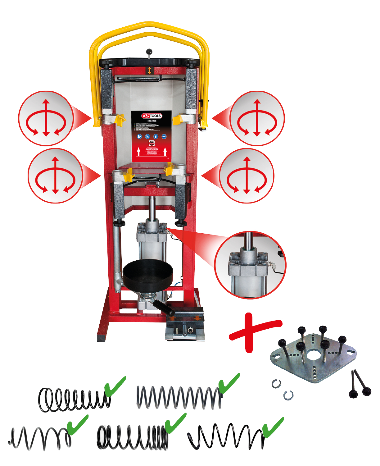 KS Tools Druckluft-Stand-Federspanner inkl. Adapterplatte