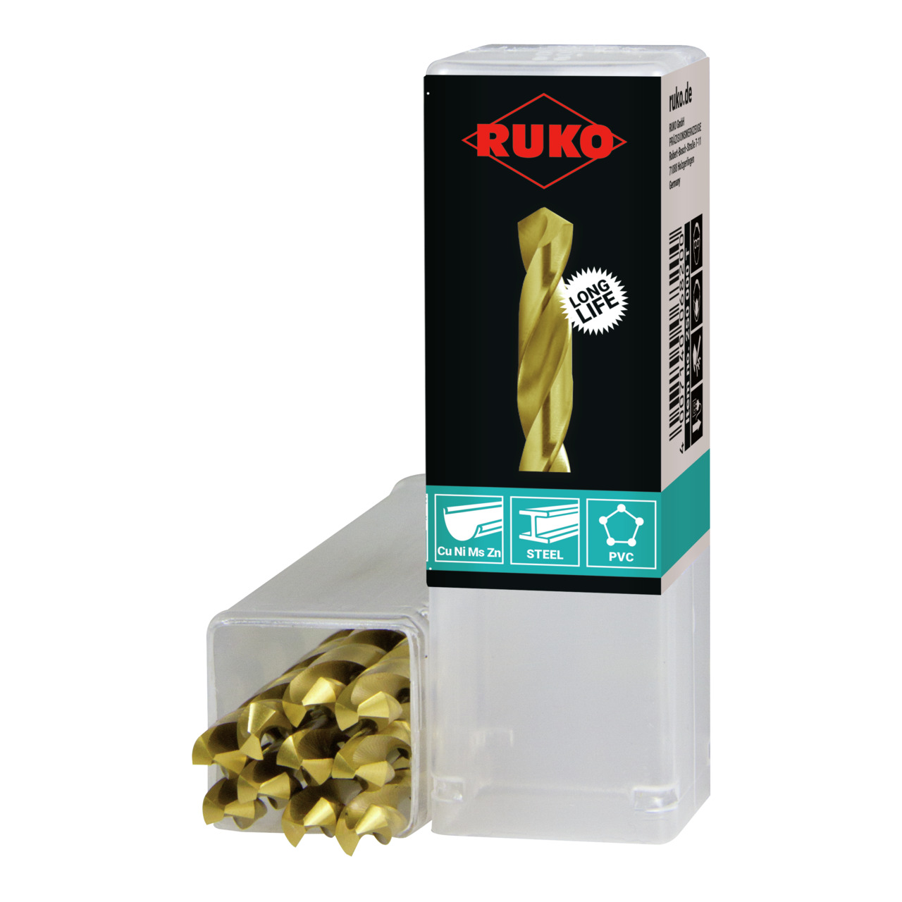 RUKO Spiralbohrer DIN 338 Typ N HSS TiN