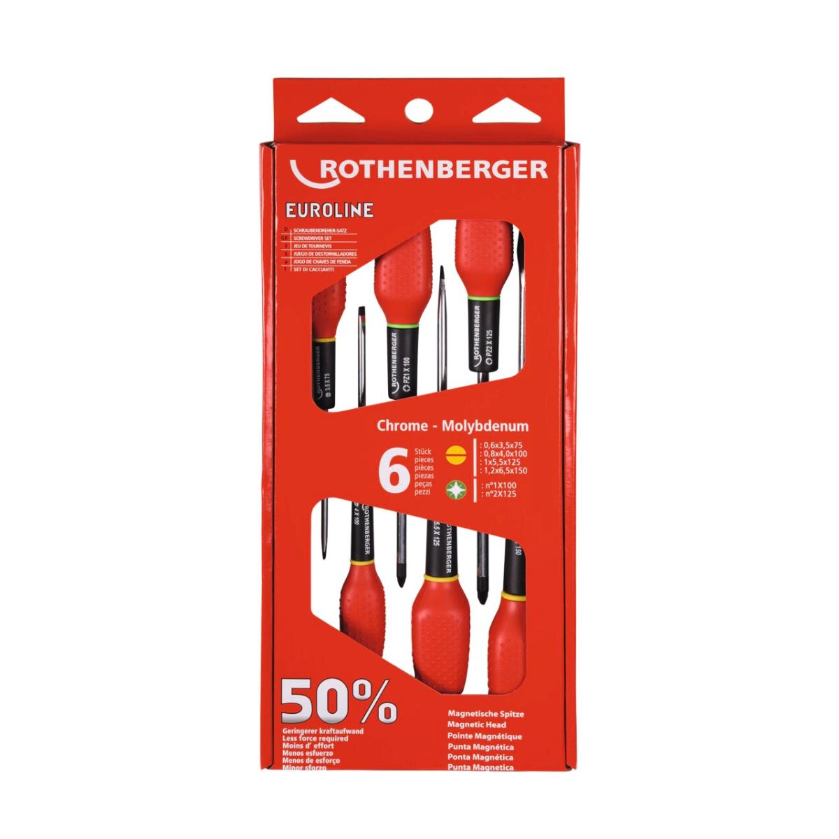 ROTHENBERGER Schraubendreher-set EUROLINE, 2xPZ, 4xSchlitz