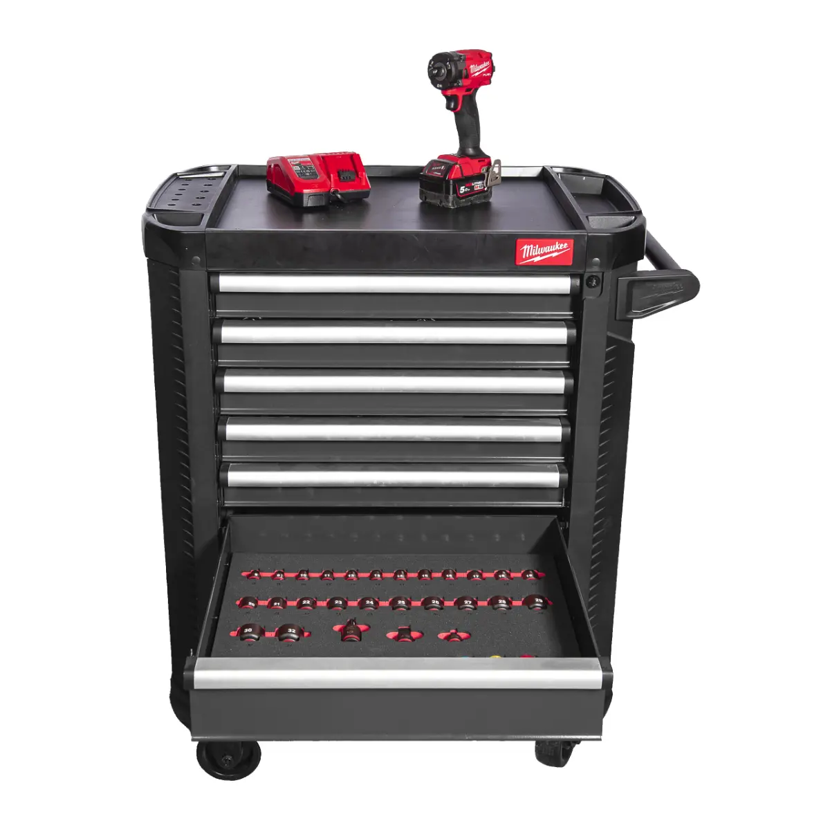 Milwaukee 30˝ / 78 cm TOOLGUARD Werkstattwagen mit Werkzeugbestückung, Premium Version 246-teilig, grau