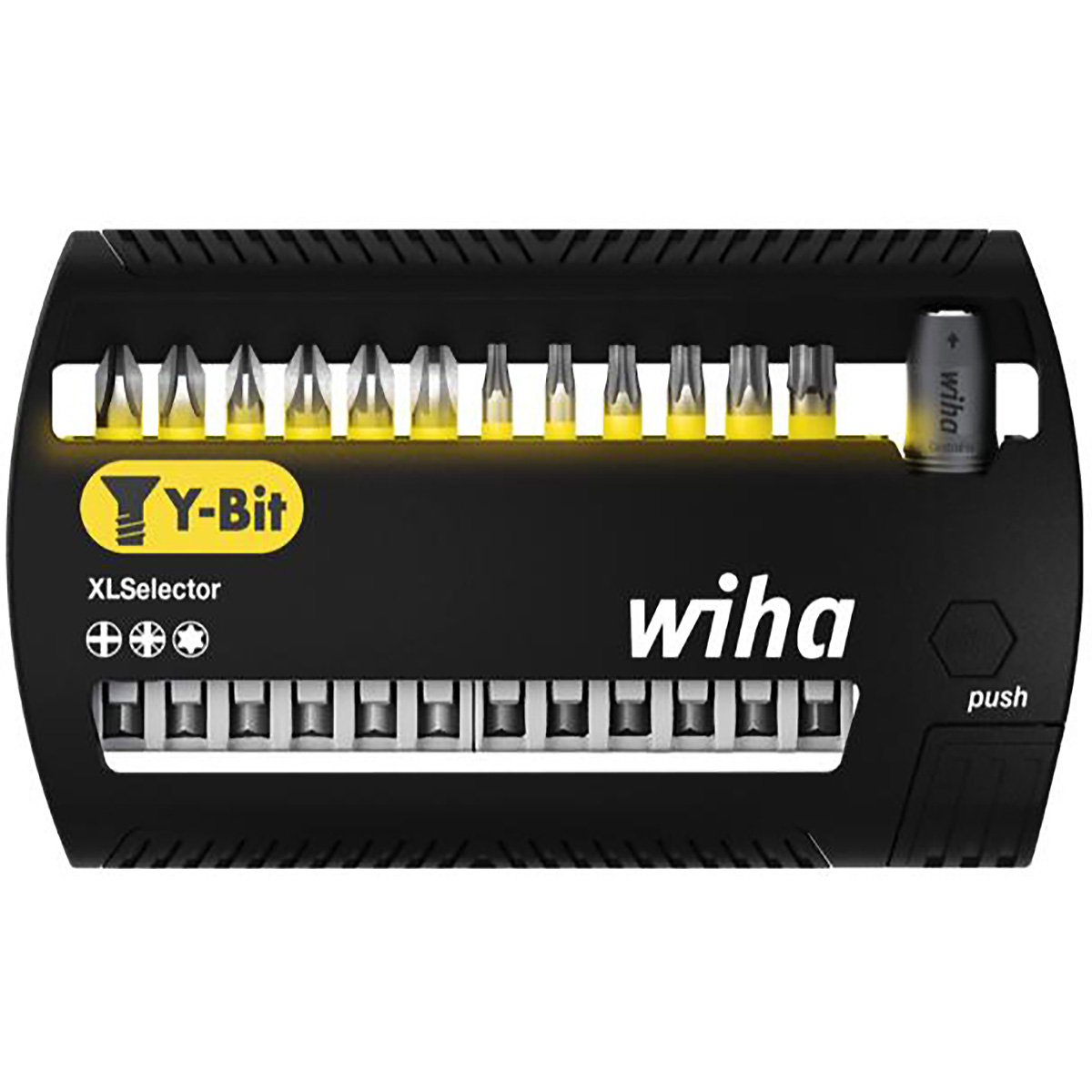 Wiha Bit Set XLSelector Y-Bit 50 mm Phillips, Pozidriv, TORX 13-teiliges Set 1/4 zoll E6,3