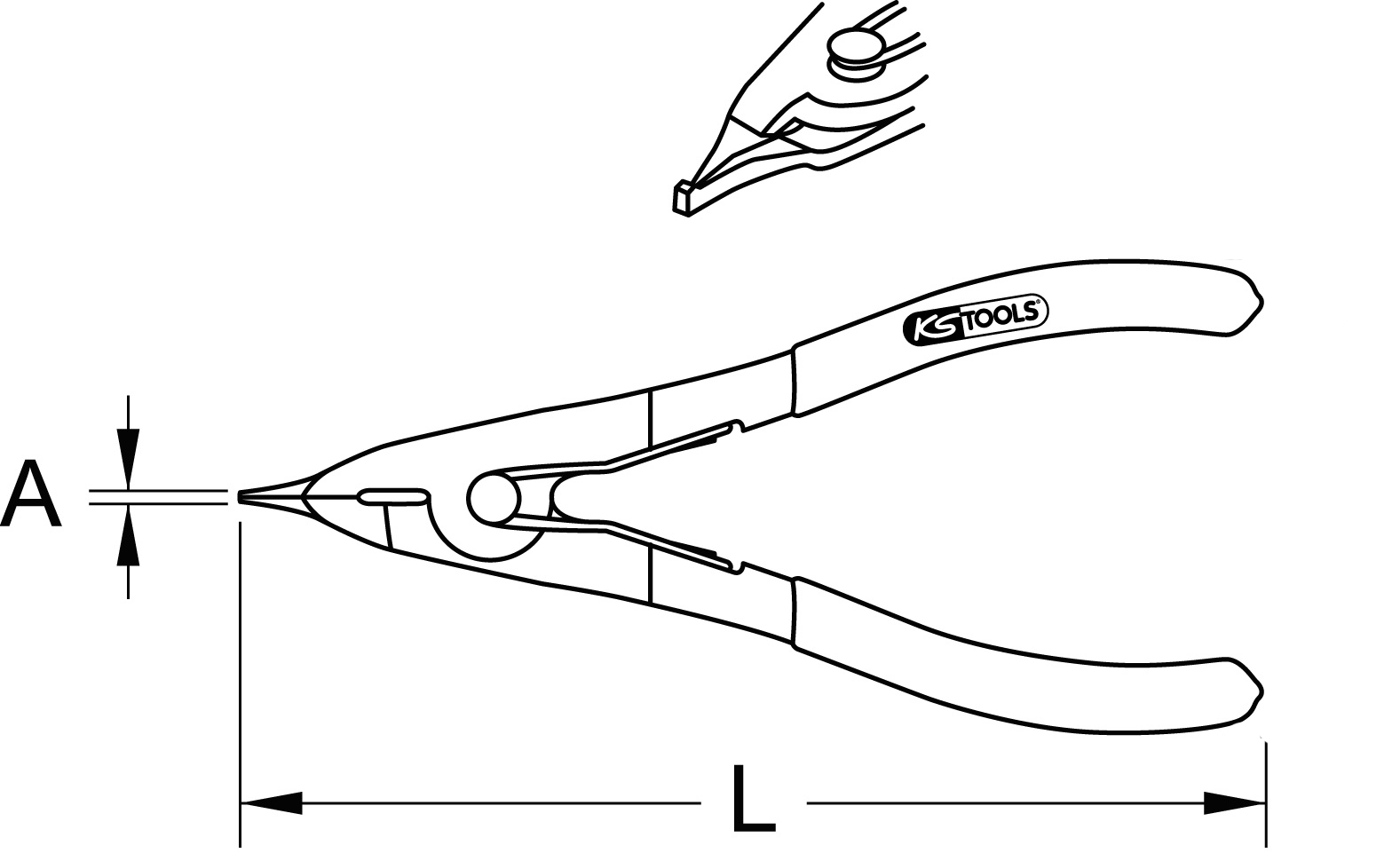 KS Tools Sprengring-Zange, geriffelt, 210mm