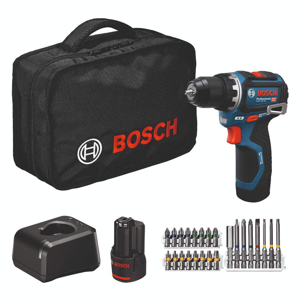 Bosch Akku-Bohrschrauber GSR 12V-32, 2x Akku GBA 12V 2.0Ah, Werkzeugtasche