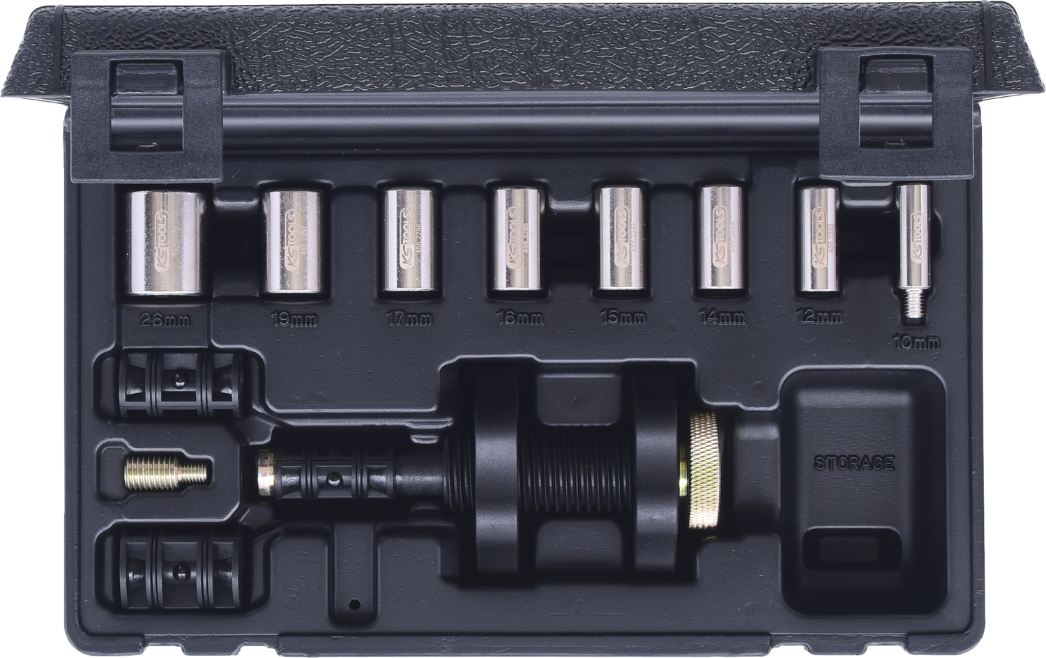 KS Tools Kupplungs-Zentrier-Werkzeug-Satz Ø 15,0 - 28,0 mm mit Zentrierhülsen, 11-tlg